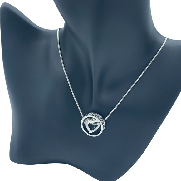 Swarovski Crystal Elements Infinity Heart with Ring Necklace Silver Tone - Picture 5 of 8